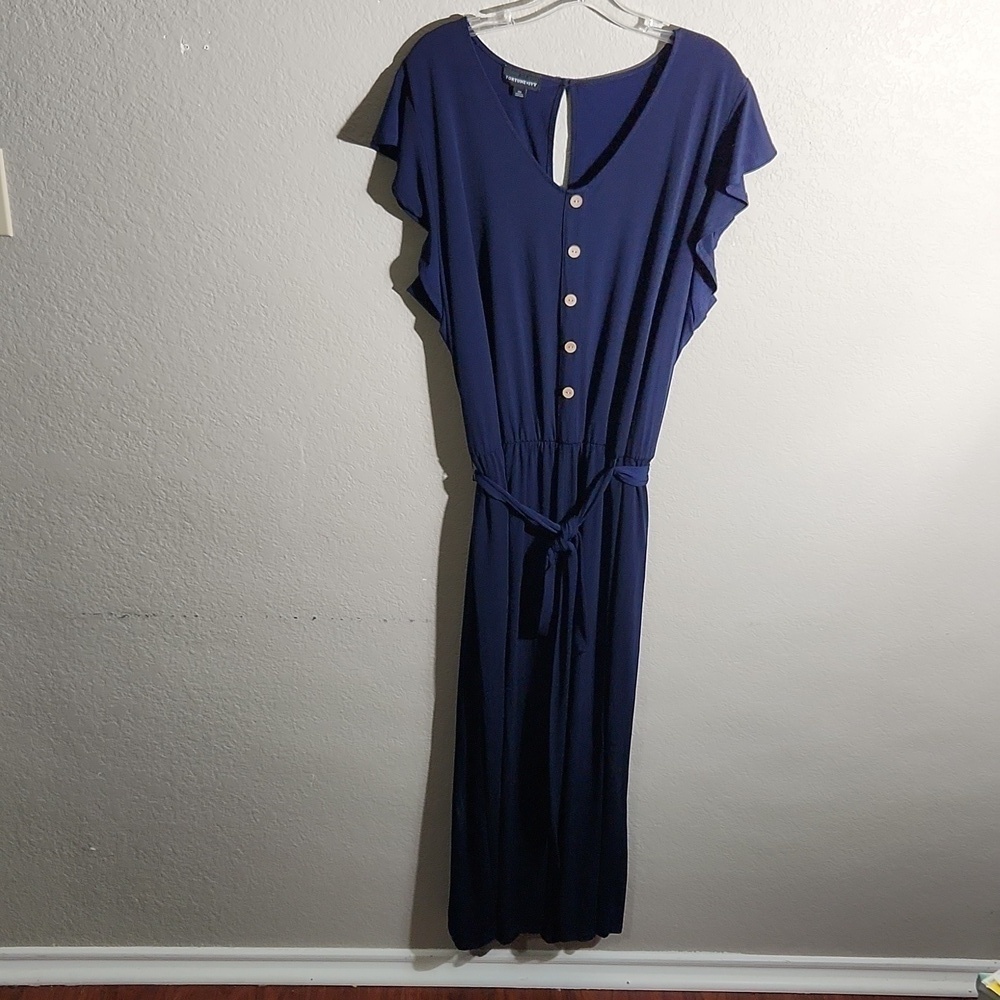 Fortune Ivy Womens Jumpsuit Size 2X Navy Blue Keyhole Romper